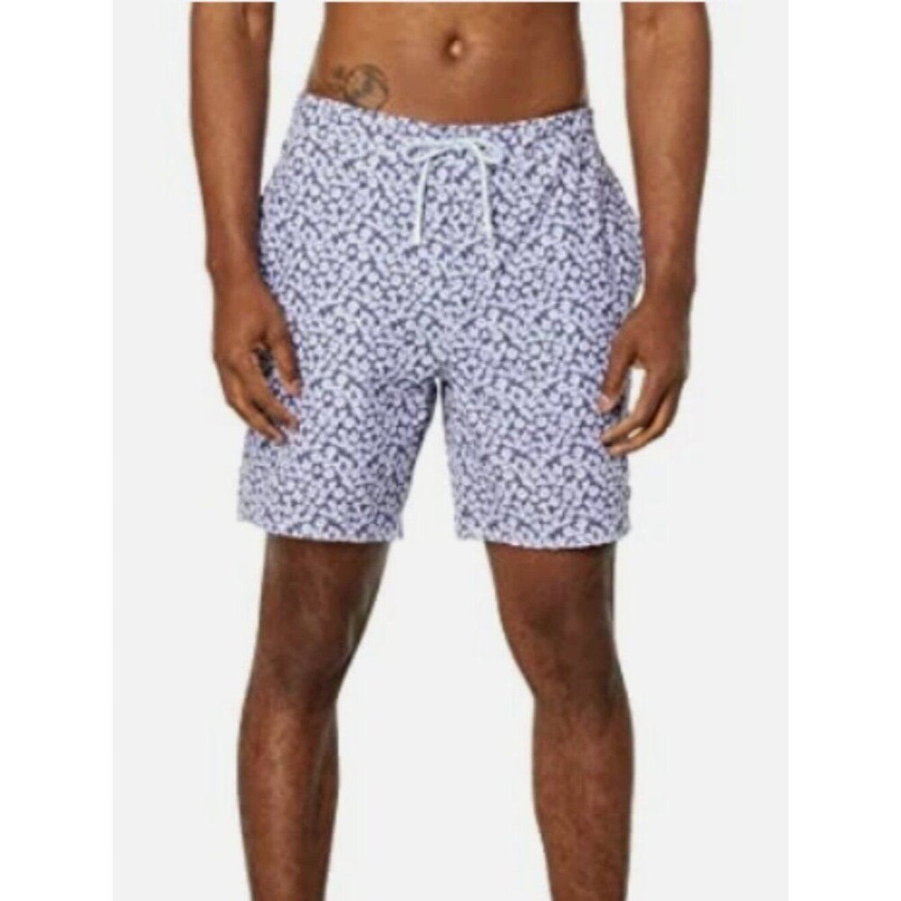 Johnnie-O Brava Swim Shorts Mens XXL Lake Purple White Floral Pockets Mesh Lined
